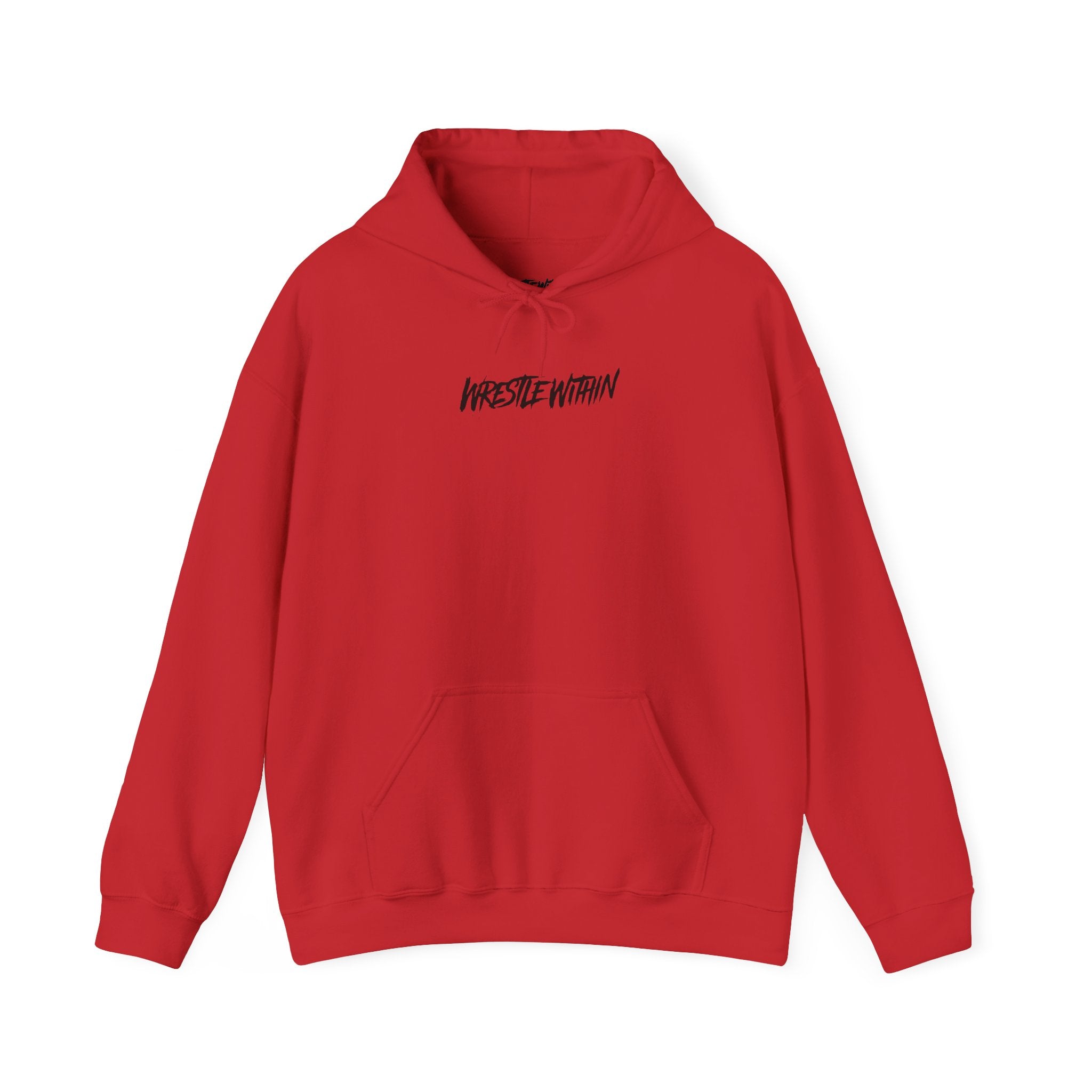 Wrestle Within Hoodie — Minimal Front Logo & Multilingual Back Graphic