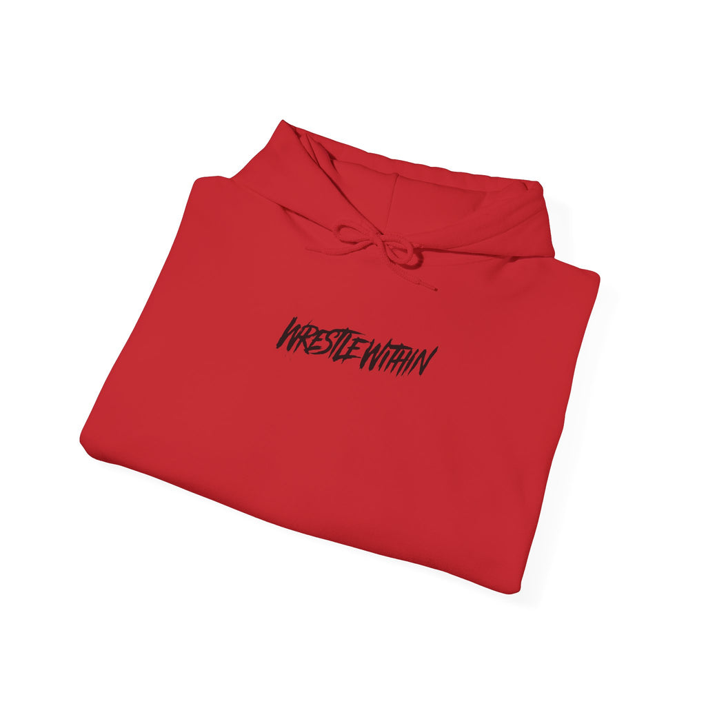 Wrestle Within Hoodie — Minimal Front Logo & Multilingual Back Graphic
