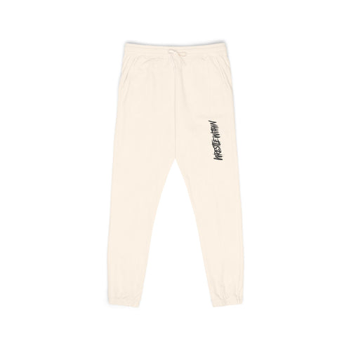 Garment-Dyed Fleece Sweatpants — Distressed Vertical “Wrestle Within” Joggers