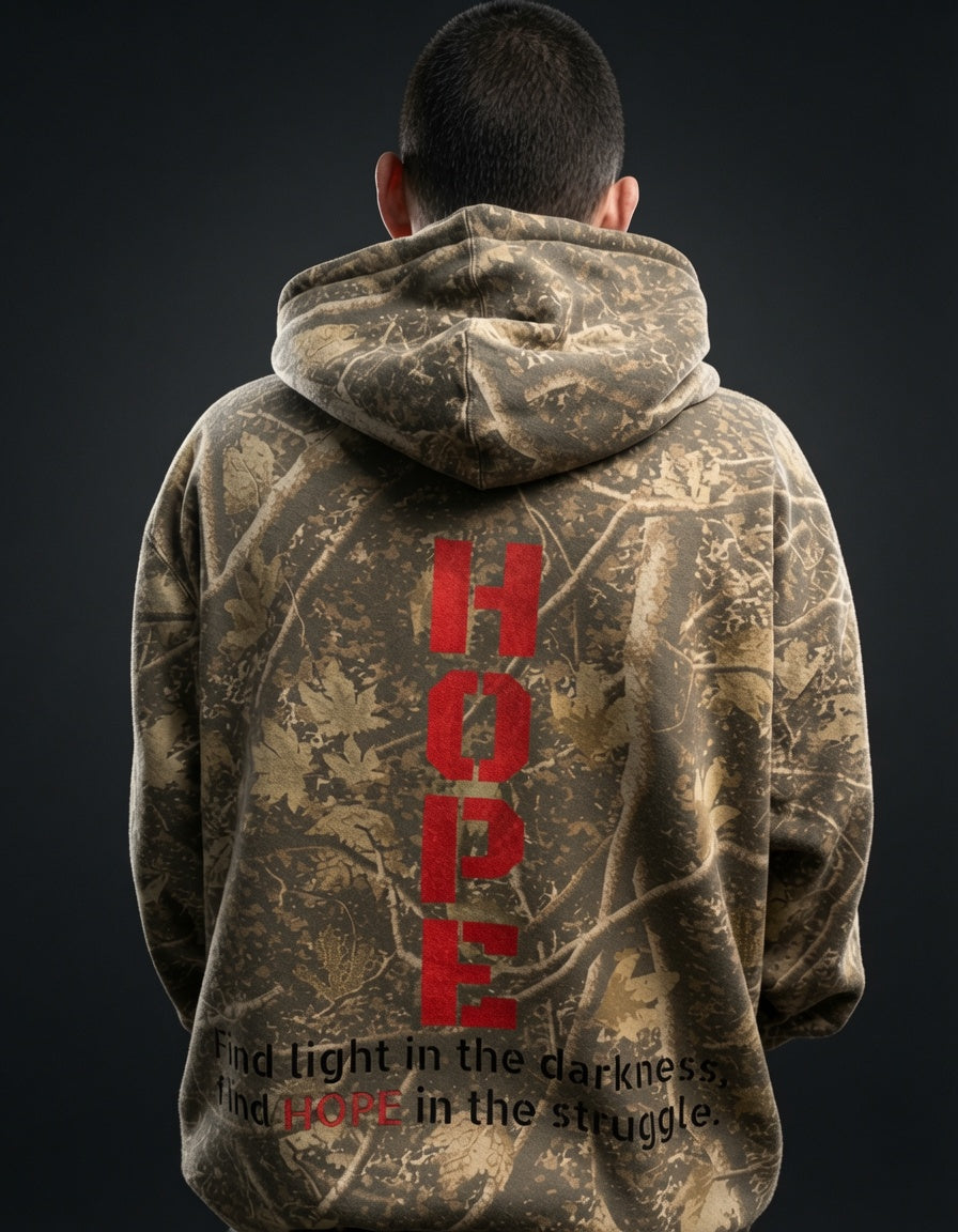 HOPE Graphic Hoodie — 'Find light in the darkness, find HOPE in the struggle' Inspirational Pullover