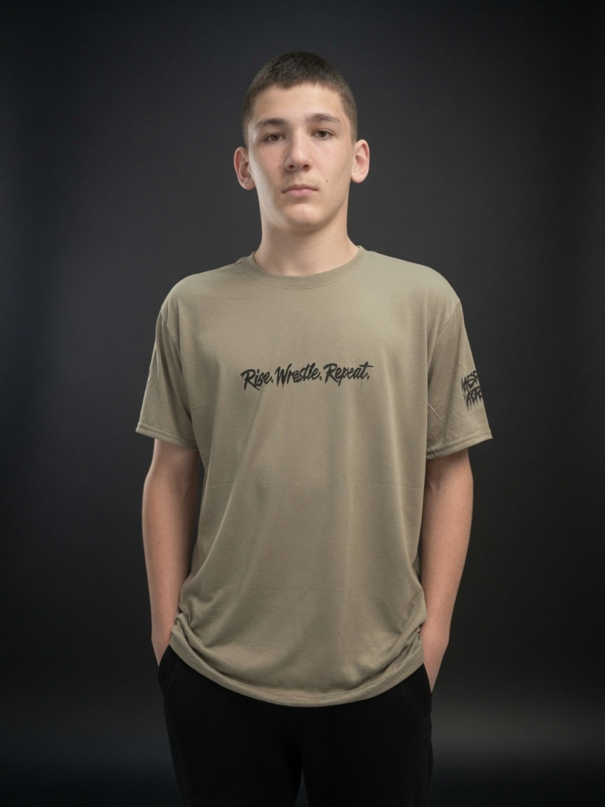 Rise. Wrestle. Repeat. -  Wrestling Motivational Tee