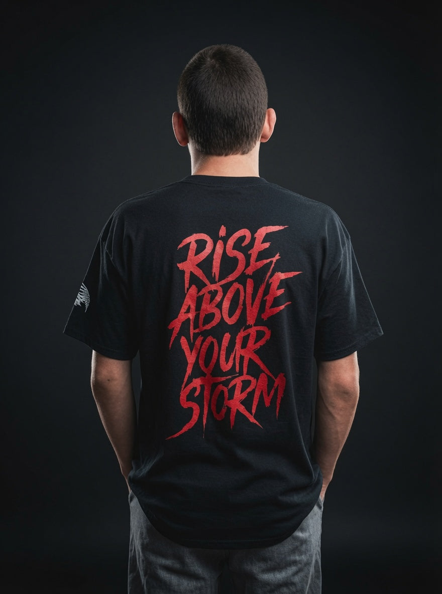 Rise Above Your Storm T-Shirt — Inspirational Raven Graphic Tee