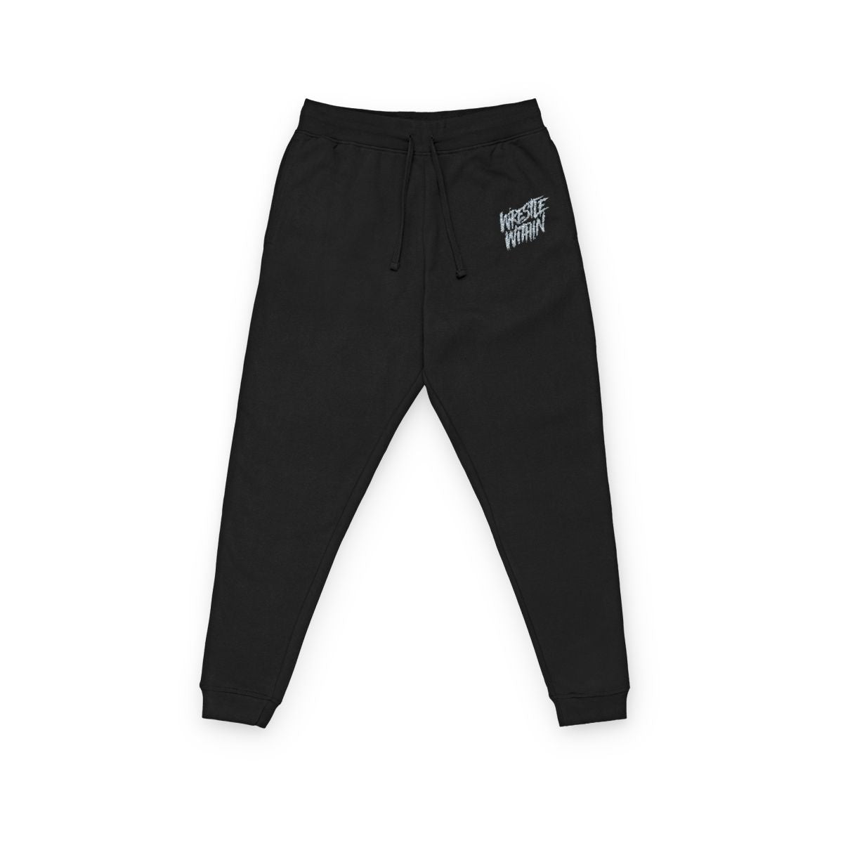 WRESTLE WITHIN Embroidered Black Fleece Joggers – Mental Steel Recovery Pants